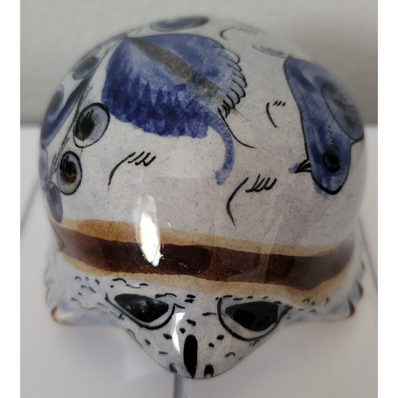 VTG Ken Edwards Cat Signed Tonala Mexico Pottery Turtle Figurine Blue Bird flora - Picture 1 of 6